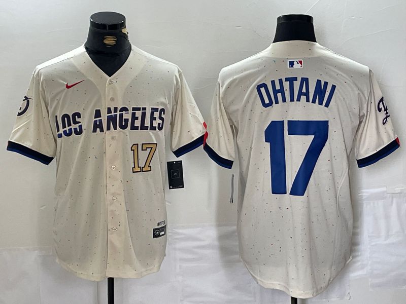 Men Los Angeles Dodgers 17 Ohtani Cream Fashion Nike Game MLB Jersey style 70